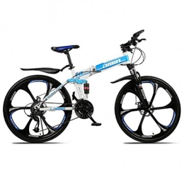 Tbagem-Yjr Folding Mountain Bike Tbagem-Yjr Portable Folding Sports Leisure Freestyle Mountain Bike, 26 Inch Off Road Bicycle (Color : Blue, Size : 30 speed)