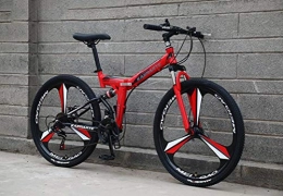 Tbagem-Yjr Folding Mountain Bike Tbagem-Yjr Shock Absorption Shifting Soft Tail Mountain Bike Bicycle 26 Inch 24 Speed Mens MTB (Color : Red)