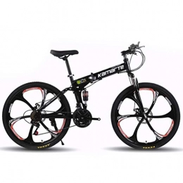 Tbagem-Yjr Folding Mountain Bike Tbagem-Yjr Sports Leisure Mountain Bike For Adults, Folding City Road Bicycle Dual Disc Brakes MTB (Color : Black, Size : 21 Speed)