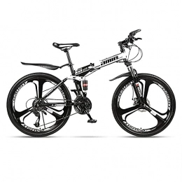TBNB Folding Mountain Bike TBNB Folding Adult Mountain Bike, 24 / 26 Inch Full Suspension Road Bicycle, Double Disc Brake Outroad Mountain Bicycle for Men Women (White 26inch / 21Speed)