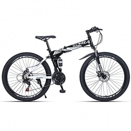 TBNB Bike TBNB Folding Mountain Bike for Men, 21-27 Speed Foldable Adult Mountain Bicycles with Disc Brakes, Lockable Full Suspension Front Fork, Womens Outdoor Road Bike (White 24inch / 21Speed)