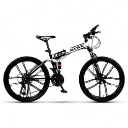 TDPQR Bike TDPQR Folding Mountain Bike 24 / 26 Inch 21 / 24 / 27 Speed, Front and Rear Shock Absorbers Bicycle Dual Disc Brakes Road Bikes Racing Cross Country Bicycle / White