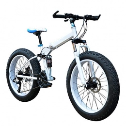 THENAGD Folding Mountain Bike THENAGD 24 26 Inch Double Disc Brake, Damping Off Road Variable Speed Thick Tires Folding Beach Snowmobile Mountain Bike 24 inches White snow gift pack
