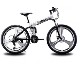 TMXK Bike TMXK 26In Foldable Mountain Bike, Full Suspension MTB Bikes, High Carbon Steel Frame, Shock Absorber Spring, White
