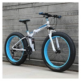 tools Folding Mountain Bike TOOLS Off-road Bike Fat Tire Bike Folding Bicycle Adult Road Bikes Beach Snowmobile Bicycles For Men Women (Color : Blue, Size : 24in)