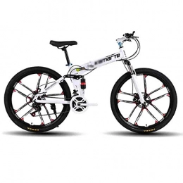tools Folding Mountain Bike TOOLS Off-road Bike Foldable Bicycle MTB Adult Mountain Bike Folding Road Bicycles For Men And Women 26In Wheels Speed Double Disc Brake (Color : White, Size : 21 speed)