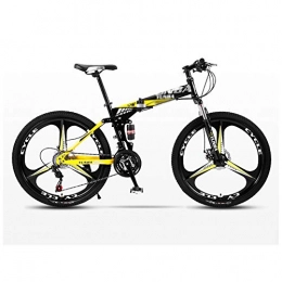 tools Folding Mountain Bike TOOLS Off-road Bike Mountain Bicycle Folding Bike Road Men's MTB Bikes 24 Speed Bikes Wheels For Adult Womens (Color : Yellow, Size : 24in)