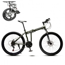 TopBlng Bike TopBlng Adult Birthday Present, 24 Inch Tire MTB Bikes, Mini Portable Road Bike, Double Disc Brake, 21 Speed Folding Mountain Bike For Men-Green 26 Inches