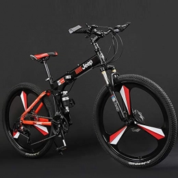 TopJi Folding Mountain Bike TopJi 26 Inch MTB Bikes For Men, 24-speed, Double Disc Brake, Full Shock-absorbing, High Carbon Steel Frame Mountain Bike, Unisex Road Bike, Outdoor Sports Bikes G 24-speed