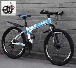 TTZY Folding Mountain Bike TTZY 24 inch Folding Mountain Bikes, High Carbon Steel Frame Double Shock Absorption Variable, All Terrain Quick Foldable Adult Mountain Off-Road Bicycle 6-6, 24 Speed SHIYUE