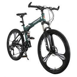 TX Folding Mountain Bike TX Foldable Sports Mountain Bike 21 27 Variable Speed 26 Inch Adult Bicycle Double Shock Absorption Double Disc, Green, 27gears