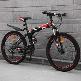 TXTC Bike TXTC Shock Speed Mountain Bike Bicycle Double Brake Folding Bike 24 / 26 Inch Wheel Dual Disc Brakes Men's Mountain Bike (21 / 24 / 27 / 30 Variable Speed) (Color : B-24in, Size : 27speed)