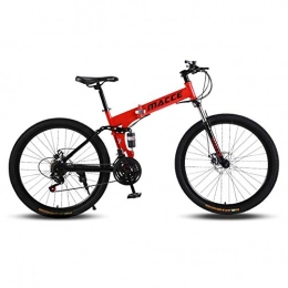 TYSYA Bike TYSYA Mountain Bike 27 Speed Adjustable Seat Folding Bicycle 24 / 26 Inches Portable Suspension Fork Lightweight High Carbon Steel Frame Double Disc Brake, Red(A), 24 Inch