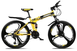 Unknow Bike unknow Mountain Bike Folding Bikes, 26Inch 24-Speed Double Disc Brake Full Suspension Anti-Slip, High Carbon Steel Frame, Suspension Fork, Adult Racing-(Three Cutter Wheel)-Black Yellow 2