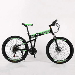 VANYA Bike VANYA Adult Folding Commuter Bicycle 21 Speed Shock Absorber Mountain Bike 24 / 26 Inch One Button Folding Speed City Cycle, Green, 26inches