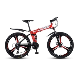 VIIPOO Folding Mountain Bike VIIPOO 26 Inch Folding Mountain Bike, High Carbon Steel Frame Mountain Bikes with Mechanical Double Disc Brakes, Non-Slip Adult MTB Road Bicycles for Men & Women, Red-27 Speed