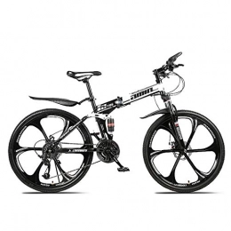 W&TT Folding Mountain Bike W&TT Folding Mountain Bike 24 / 26 Inch Adults Off-road Shock Absorber Bicycle 21 / 24 / 27 / 30 Speeds Dual Disc Brakes Bike with High Carbon Soft Tail Frame, Black, 24Inch30S