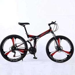 WEHOLY Folding Mountain Bike WEHOLY Bicycle Mountain Bike, Folding Bike 24 Inch 21 Speed Integral Wheel Unisex Suspension Mountain Bike High-Carbon Steel Double Disc Brake Student