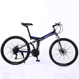 WEHOLY Folding Mountain Bike WEHOLY Bicycle Mountain Bike Folding Frame MTB Bike Dual Suspension Mens Bike 24 Speeds 26 Inch High-Carbon Steel Bicycle Disc Brakes, Blue, 27speed