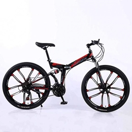WEHOLY Folding Mountain Bike WEHOLY Bicycle Mountain Bike Folding Frame MTB Bike Dual Suspension Mens Bike 27 Speeds 26 Inch 10-High-Carbon Steel Bicycle Disc Brakes, Black, 27speed