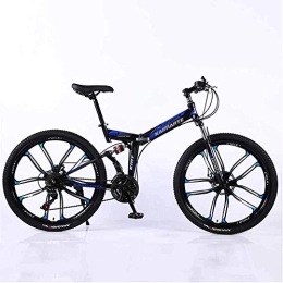 WEHOLY Bike WEHOLY Bicycle Mountain Bike Folding Frame MTB Bike Dual Suspension Mens Bike 27 Speeds 26 Inch 10-High-Carbon Steel Bicycle Disc Brakes, Blue, 27speed