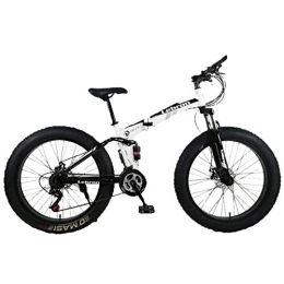 WEHOLY Folding Mountain Bike WEHOLY Folding 26" Steel Folding Mountain Bike, Dual Suspension 4.0Inch Fat Tire Bicycle Can Cycling On Snow, Mountains, Roads, Beaches, Etc, Black