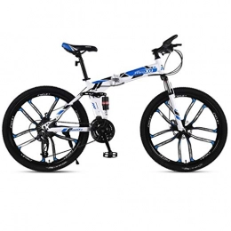 Weiyue foldable bicycle- 26 Inch Folding Mountain Bike Bicycle Adult Off-road Speed Racing Double Shock Disc Brakes Male And Female Students Bicycle (Color : Blue)