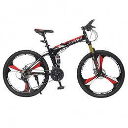 Weiyue Folding Mountain Bike Weiyue foldable bicycle- Folding Mountain Bike Bicycle Adult One Wheel 26 Inch 24 Speed Male Student Double Disc Brakes Mountain Bike (Color : Black red)