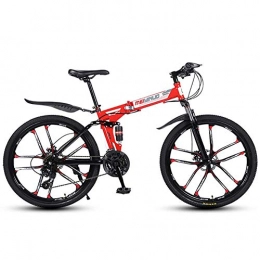 Wghz Folding Mountain Bike Wghz Mountain Bike Shock Absorber Bicycle 26 Inch Variable Speed Folding Student Car Adult Bicycle Mountain Bike Strong Grip, Moderate Softness And Hardness, Less Noise During Riding, Red