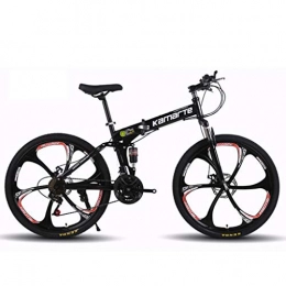 WGYDREAM Folding Mountain Bike WGYDREAM Mountain Bike, Collapsible Mountain Bicycles 26 Inch Dual Disc Brake Dual Suspension Ravine Bike, 21 24 27 speeds Carbon Steel Frame (Color : Black, Size : 27 Speed)