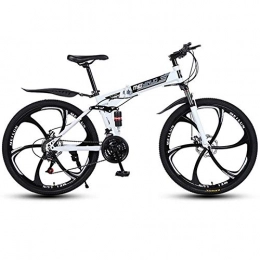 WGYDREAM Folding Mountain Bike WGYDREAM Mountain Bike, Collapsible Mountain Bicycles Carbon Steel Frame Ravine Bike with Dual Suspension and Dual Disc Brake, MTB Bike, 26 Inch (Color : White, Size : 21-speed)