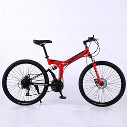 WGYDREAM Folding Mountain Bike WGYDREAM Mountain Bike, Collapsible MTB Ravine Bike Mens Womens 26 Inch Carbon Steel Mountain Bike Full Suspension Dual Disc Brake 21 / 24 / 27 Speeds (Color : Red, Size : 27 Speed)
