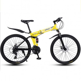 WGYDREAM Folding Mountain Bike WGYDREAM Mountain Bike, Collapsible Ravine Bike 26" Dual Disc Brake Double Suspension Mountain Bicycles, 21 24 27 speeds Carbon Steel Frame (Color : Yellow, Size : 24 Speed)