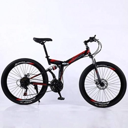 WGYDREAM Folding Mountain Bike WGYDREAM Mountain Bike, Foldable 26" MTB Mountain Bicycles Carbon Steel Ravine Bike Full Suspension Dual Disc Brake 21 24 27 Speeds (Color : Black, Size : 27 Speed)