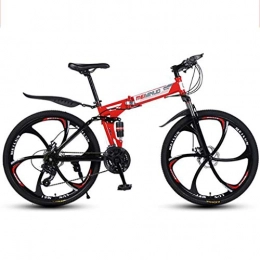 WGYDREAM Folding Mountain Bike WGYDREAM Mountain Bike, Foldable Mountain Bicycles 26" Ravine Bike with Dual Disc Brake Double Suspension, Carbon Steel Frame 21 24 27 speeds (Color : Red, Size : 21 Speed)