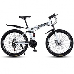 WGYDREAM Folding Mountain Bike WGYDREAM Mountain Bike, Foldable Mountain Bicycles Full Suspension MTB Bikes Dual Disc Brake Ravine Bike, 26 inch Spoke Wheels (Color : White, Size : 21-speed)