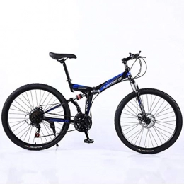 WGYDREAM Folding Mountain Bike WGYDREAM Mountain Bike, Foldable MTB Ravine Bike Mens Womens 24" Carbon Steel Mountain Bicycles Bike Dual Suspension Double Disc Brake 21 / 24 / 27 Speeds (Color : Blue, Size : 27 Speed)