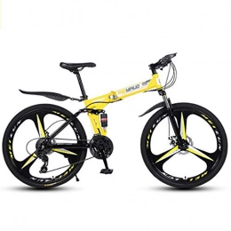 WGYDREAM Folding Mountain Bike WGYDREAM Mountain Bike, Foldable Ravine Bike 21 24 27 speeds Carbon Steel Frame 26" Mountain Bikes with Dual Disc Brake Double Suspension (Color : Yellow, Size : 27 Speed)