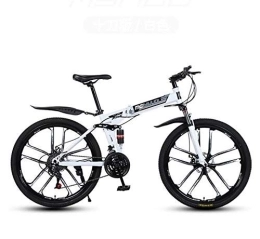 WJSW Folding Mountain Bike WJSW Folding Mountain Bicycle Bike for Adults, PVC Pedals And Rubber Grips, High Carbon Steel Frame, Spring Suspension Fork, Double Disc Brake
