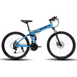 WJSW Folding Mountain Bike WJSW Folding Mountain Bike For Adults, Dual Disc Brakes Sports Leisure City Road Bicycle (Color : Blue, Size : 24 Speed)