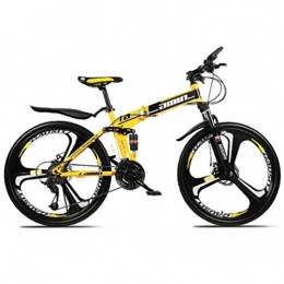 WJSW Folding Mountain Bike WJSW Folding Variable Speed 26 Inch Mountain Bike, High Carbon Steel Frame Off Road Bicycle (Color : Yellow, Size : 21 speed)