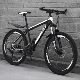 WJSW Folding Mountain Bike WJSW Mountain Folding Bicycle High Carbon Steel Double Shock Absorber Bicycle 26 Inch (Color : Black white, Size : 30 Speed)