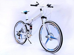 WMZX Folding Mountain Bike WMZX Double Disc Brake Bike, Folding Mountain Bicycle, Primary School Student Pedal Folding Bicycle, Outdoor Riding Exercise Carbon Steel Car / White / 26 * 17 inches