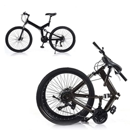 WSIKGHU Folding Mountain Bike WSIKGHU 26 Inch Mountain Bike Carbon Steel Bike Folding Bike Full Shock Front and Rear Disc Brakes Men and Women Black 21 Speed Road Bike 80-95CM Adjustable Seat Height Can Support 150KG