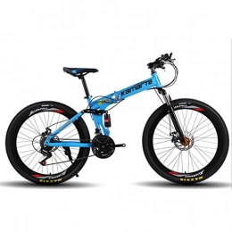 WXX Bike WXX 26 Inch Mountain Bikehigh-Carbon Steel Frame 21 / 24 / 27 Speed Dual Suspension Folding Bike Double Disc Brake Aluminum Alloy Outdoor Bike, Blue, 27 speed