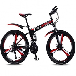 WXXMZY Folding Mountain Bike WXXMZY Foldable Bike 26 Inches, 30-speed Folding Mountain Bike, Light Commuter Bike, Double Disc Brake Full Suspension Bike (Color : Red, Speed : 30speed)