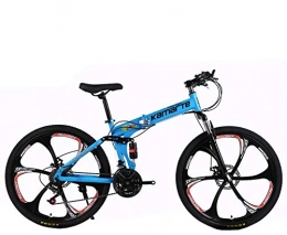 WYYSYNXB Bike WYYSYNXB Aluminum Alloy 26 Inches Variable Speed Bicycle 6 Knife Wheel Double Disc Brake Mountain Folding Bikes, Blue, 24inches21speed