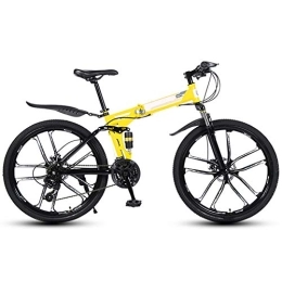 WYZDQ Bike WYZDQ Adult Outdoor Bicycle Shock Absorption Anti-Skid Variable Speed Mountain Bike Foldable Portable Work Bicycle, Yellow, 24 speed