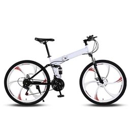 WYZDQ Folding Mountain Bike WYZDQ Men's Portable Bicycle, Adult Variable Speed Folding Mountain Bike, Front And Rear Shock Absorption, White, 27 speed