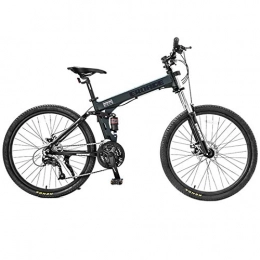 WYZQ Folding Mountain Bike WYZQ 26 Inch Mountain Bike, Unisex, 27-Speed Variable Speed Bicycle, Double Shock Absorption, Aluminum Alloy Frame, Lockable Front Fork, Off-Road Racing, Black